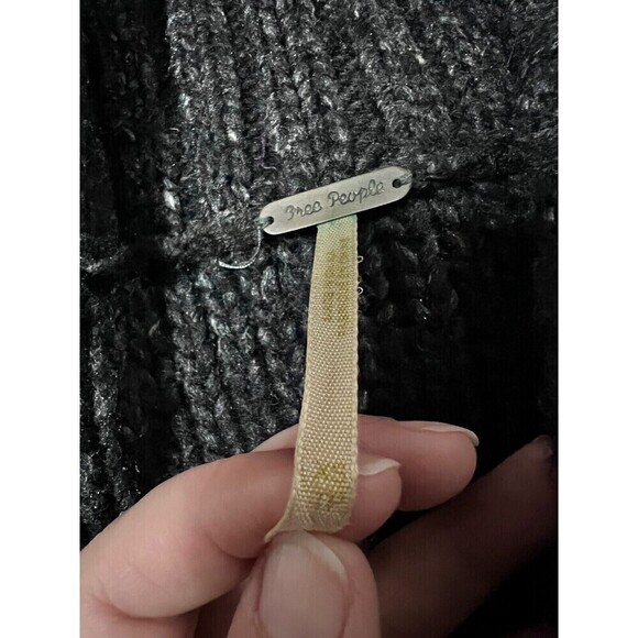 Free People Cowl V Neck Cardigan Sweater Gray Blue Lime Striped Size XS - Picture 3 of 9